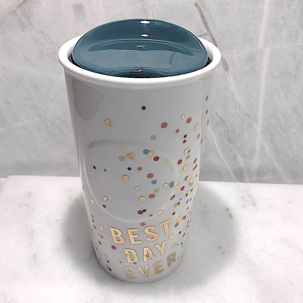 Starbucks ‘Best Day Ever’ 10 oz tumbler with suction lid in turquoise